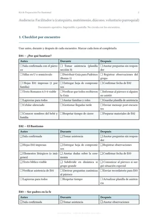 Kit del Facilitador — Checklist